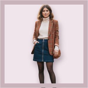 TOPSHOP Moto Front Zip Denim Mini Size 6